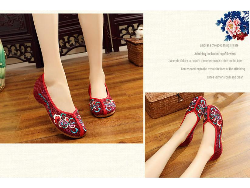 Phantom 2023 женские туфли для этнических танцев с утолщенной подошвой из коровьей кожи и вышивкой