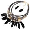 Metal Ethnic Necklace Multilayer Jewelry Sets Exquisite Necklace Earrings Set  Women