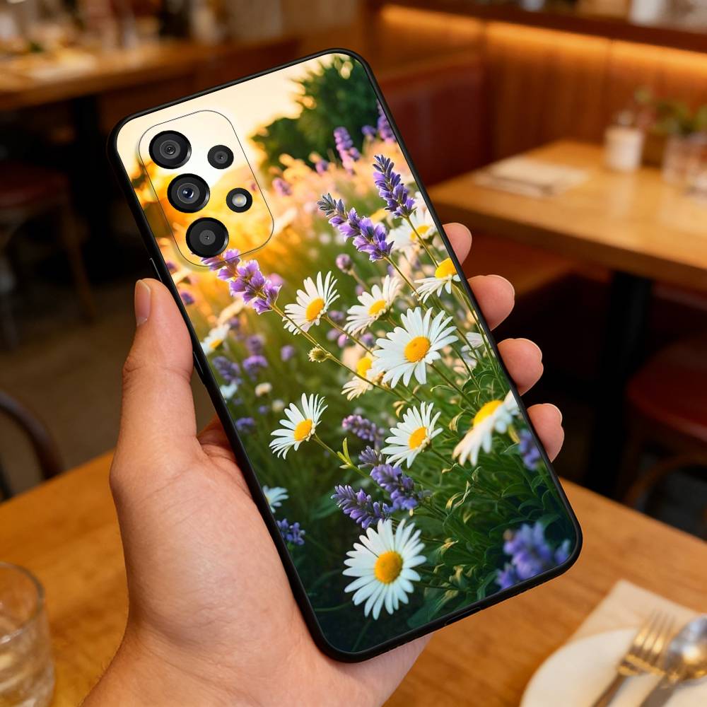 Sunflower&Sunny Day For Samsung Galaxy A13,A21s,A22,A31,A32,A52,A53,A71,A80,Soft Black Shell