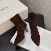 Острый носок женские ботильоны замшевые сексуальные туфли на среднем каблуке элегантные туфли женские 2024 тренд новые зимние сапоги туфли-лодочки зимняя мода женские ботинки