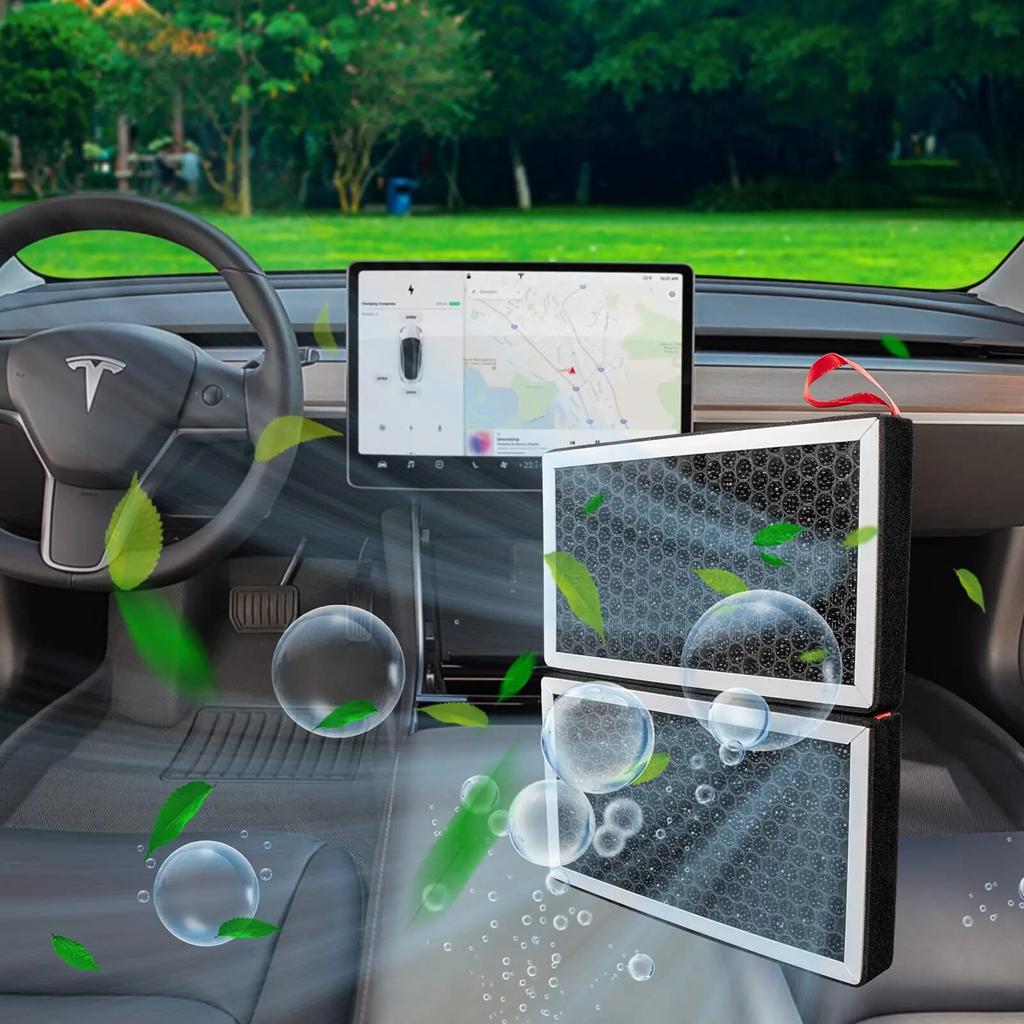 Tesla Model 3 Model Y 2022 HEPA Воздушный фильтр с активированным углем Комплект из 2 предметов Фильтрующий элемент кондиционера Сменные аксессуары
