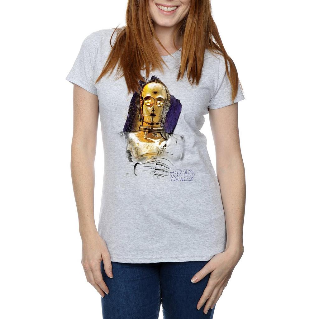 STAR WARS Womens/Ladies The Last Jedi C-3PO Brushed Cotton T-Shirt