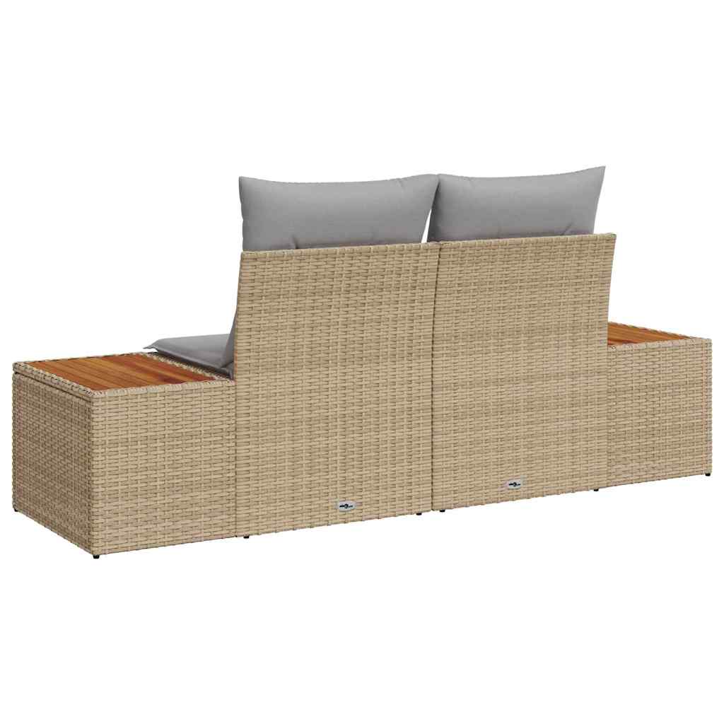 Garden Sofa Beige 184 x 62 x 85 cm Poly Rattan