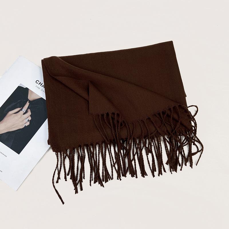 Autumn and Winter New Solid Color Scarf Imitation Cashmere Scarf Women's Warm Shawl Scarf