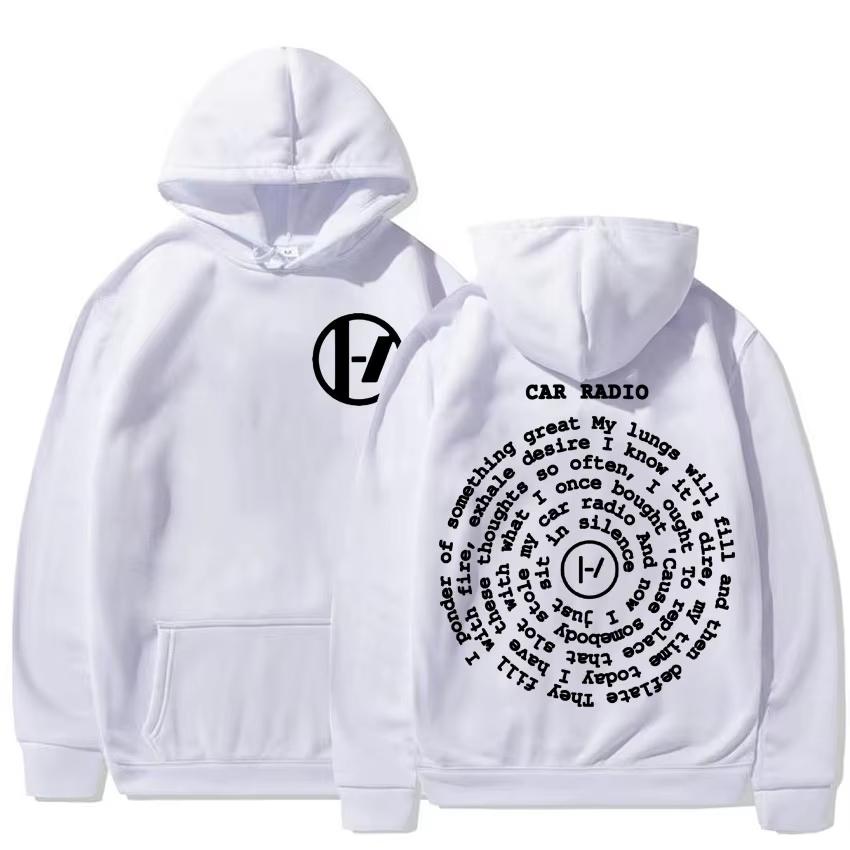 Harajuku Oversized Sweatshirt Men Women Fashion Casual Cozy H Twenty One Pilots Car Radio Double Sided Print Hoodie