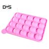 Силиконовая форма с антипригарным покрытием, 20 ячеек, формы для выпечки кексов Lolly Pop с палочками, многоразовый семейный набор для выпечки домашних сладостей