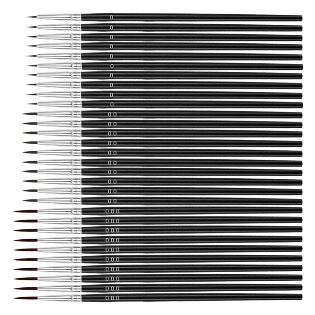 Набор кистей для тонкой детализации 30 шт. Деревянная ручка Нейлоновая щетина 3 размера Миниатюрные тонкие кисти для росписи лица