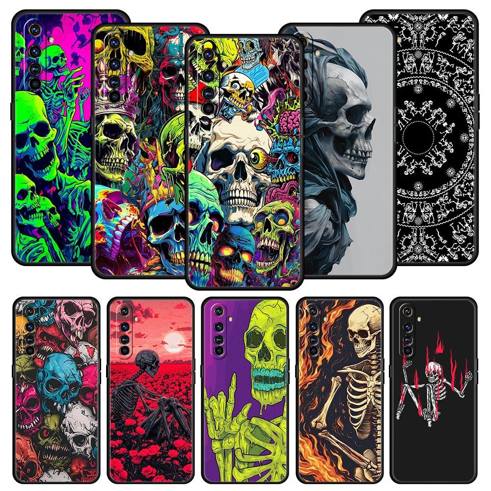 Skeleton Skull Case For Realme C67 C63 C55 C53 C35 C25 C21 GT 2 3 5 6 10 11 12 13 Pro Plus 5G Soft TPU Phone Cover Fundas Capas