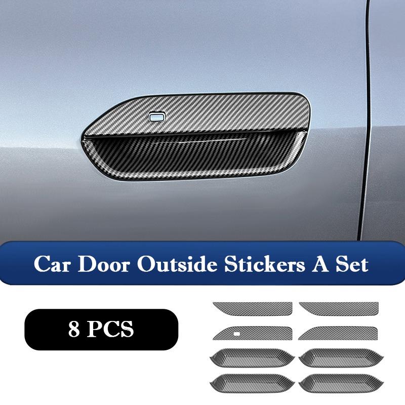For BYD Yuan UP Pro 2024 2025 Car Door Outside Handle Stickers ABS Carbon Fiber Pattern Door Bowl Protective Stickers Decoration
