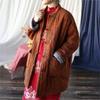 Women Vintage Winter Parkas Stand Warm Plus Cotton Coats Print Floral Patchwork Pockets Button Chinese Style Parkas