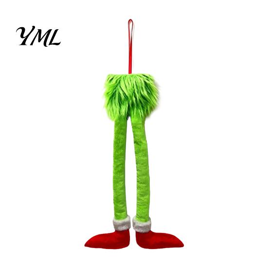 Red Green Holiday Decor Funny Elf Legs Car Hanging Ornament, Christmas Tree with Soft Seasonal Interior Embellishments Plush, Pendant for Rearview