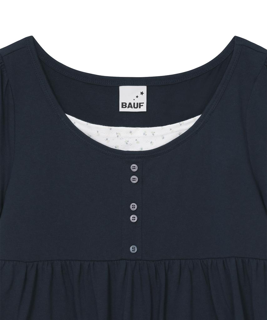 BAUF Shirred Flare T-Shirt [Navy]