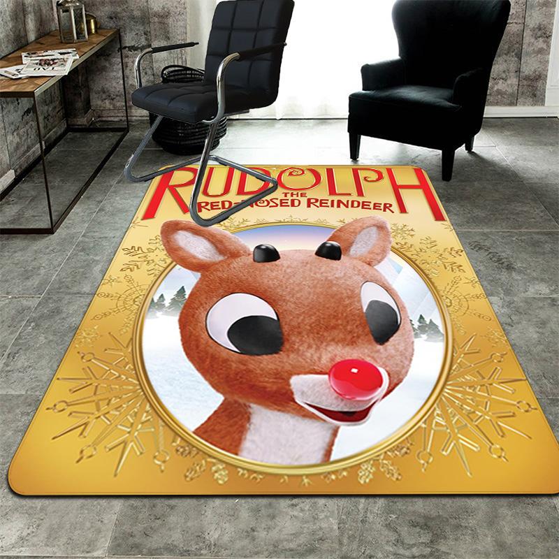 Rudolph the Red Nosed Reindeer Rug Floor Mat for Living Room or Bedroom Soft and Comfortable Carpet a Gift for Birthday and Holiday.NFF0928344