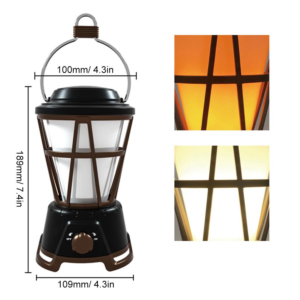 LED Rechargeable Camping Lantern Portable Tent Light Power Bank Retro Camping Lantern for Hiking Fishing Repairing