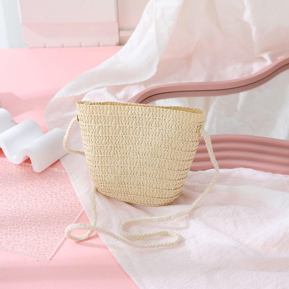 Соломенная сумка через плечо с цветочным принтом, кошелек для монет, симпатичная сумка через плечо для девочек и детей