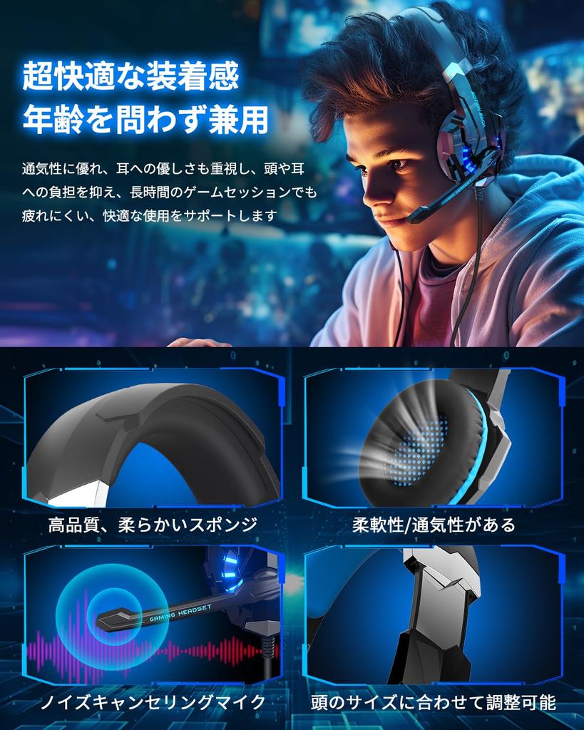 Игровая гарнитура PHOINIKAS Проводная гарнитура PS4 PS5 с микрофоном Наушники с шумоподавлением Мощные басы с контроллером Отключение звука Удобные Легкие