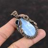 Owyhee Синий Опал Кулон Медная Проволока Обернутые Ювелирные Изделия Подвеска Из Натурального Драгоценного Камня Ювелирные Изделия Ручной Работы Совершенно Новый Подвеска Медные Ювелирные Изделия Подарок Для Мамы