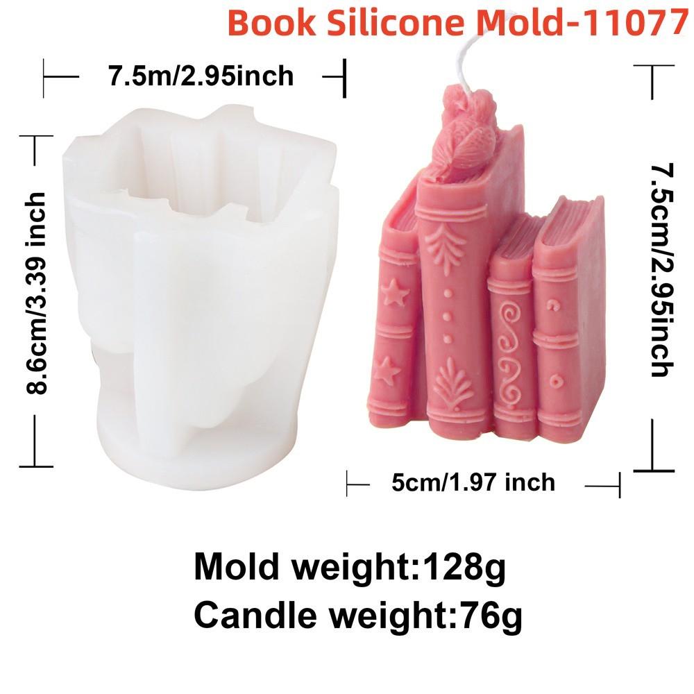 3D Book Silicone Candle Mold Literary Style Plaster Epoxy Resin Casting Mould Bookshelf Ornament Study Decors Making Supplies
