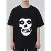 Black Oversized T-Shirt with White Skull Print for Casual Wear