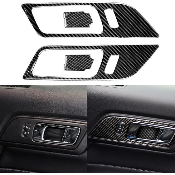 NVCNX Real Carbon Fiber Compatible with Ford Mustang GT 2015- 2016 2017 2018 Accessories Car Gear Shift Frame Cover Interior Trim Sticker Decal