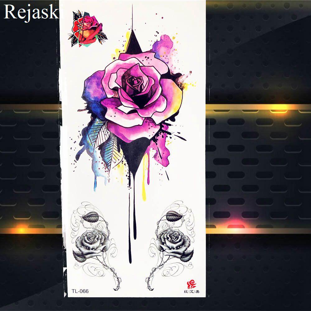 1PC Watercolor Rose Temporary Tatoo Chain Fake Jewelry Bracelet Flash Tatoo For Women Body Art Tatoo