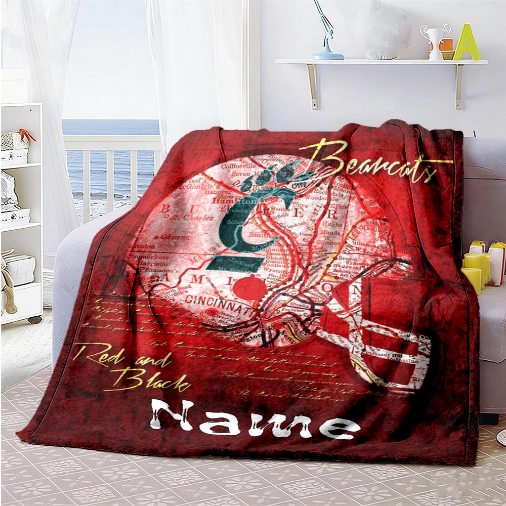 Football Cap Customize Text Blanket Multi-purpose Customizable Blanket Soft Warm Cozy Suitable for Seaside Livingroom Picnics Sofa All-Season Use