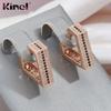 Женские серьги Kinel V-образной формы с черным цирконом, модные английские серьги цвета розового золота