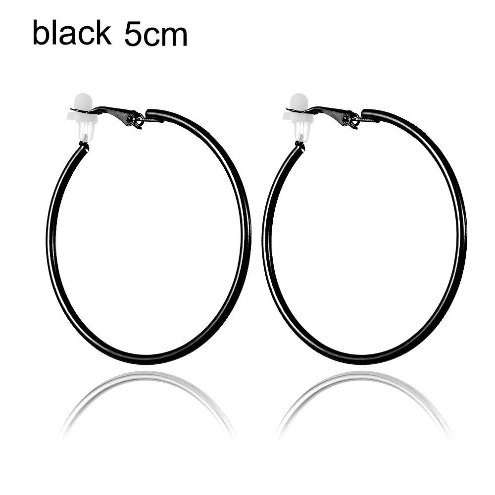 Пара ювелирных изделий золото серебро черный женская мода большой круг клипса на ухо без пирсинга серьги кольца