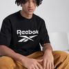 Reebok Спортивная повседневная футболка с коротким рукавом и принтом логотипа унисекс, топы, черный цвет 24SRM409UGH0