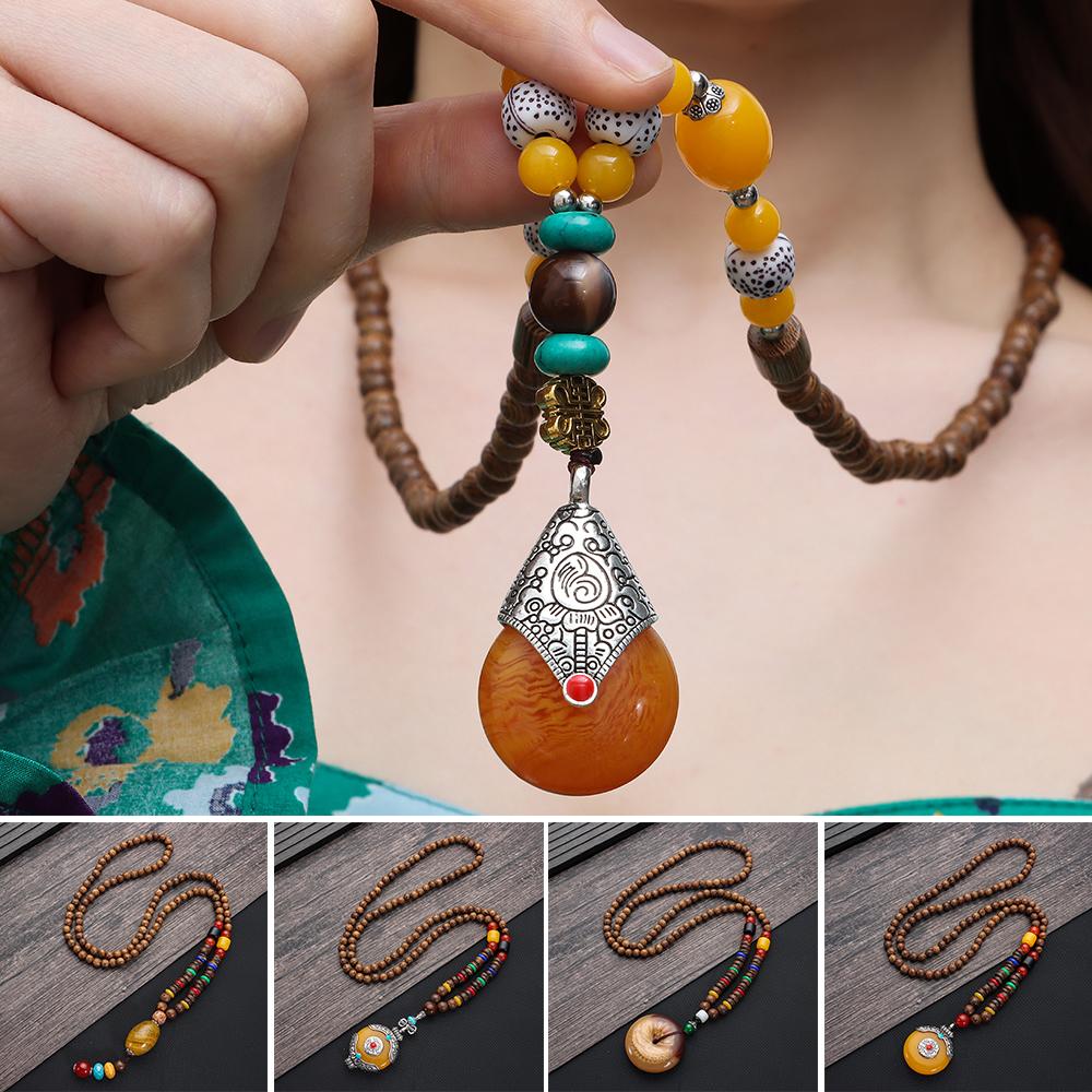 Фестиваль ручной работы, этнические украшения, вечерние, Непальское ожерелье, буддийский рог, подвеска в форме рыбы, мала, деревянная бусина