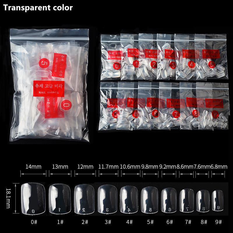 Накладные ногти, квадратные, окрашенные, с круглой головкой, накладные зажимы для ногтей, натуральный прозрачный цвет