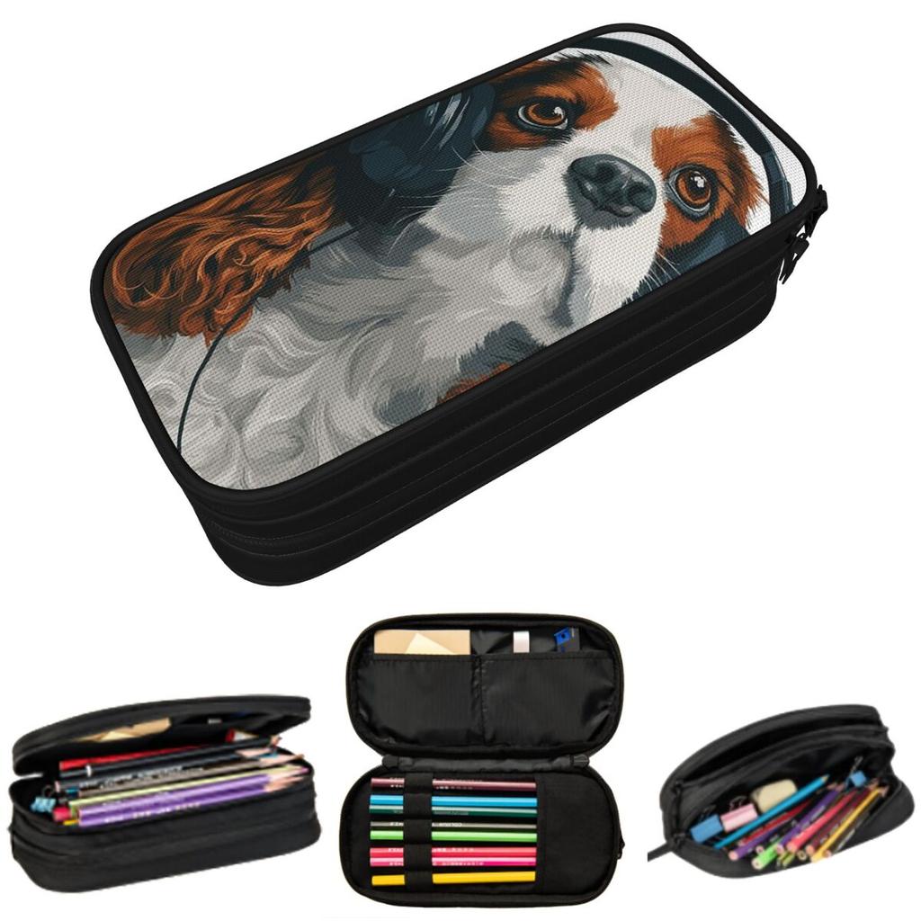 Cavalier King Charles Spaniel Pencil Case for Boy Girl Gifts Pen Box Pencil Bag Stationery Supplies Pen Holder Bag