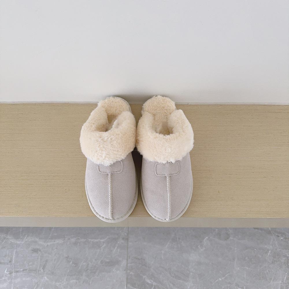 Winter indoor bag head sheepskin integrated slippers female parent-child fluffy slippers