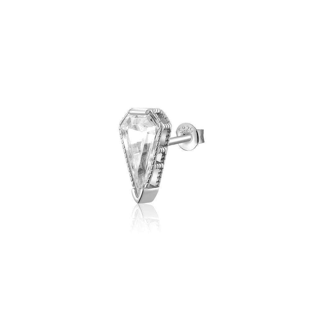 ANDYWEN 925 Sterling Silver Gold Single Triangle Spike Zircon CZ Stud Earring 2023 Women Wedding Jewelry Fine Jewels