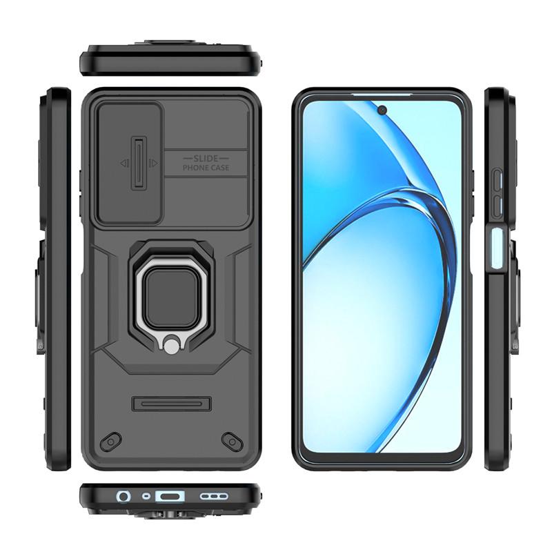 Для OPPO A60 Чехол Slide Camera Len Телефонные чехлы для OPPO A60 4G Чехол Противоударный Бронированный PC + TPU Держатель Задняя крышка для OPPO A60
