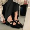 Fashion 2025 Leather Leopard Print Ballet Flats Women Mary Janes Shoes Brand New Trendy Buckled Crossover Leisure Comfy Flats