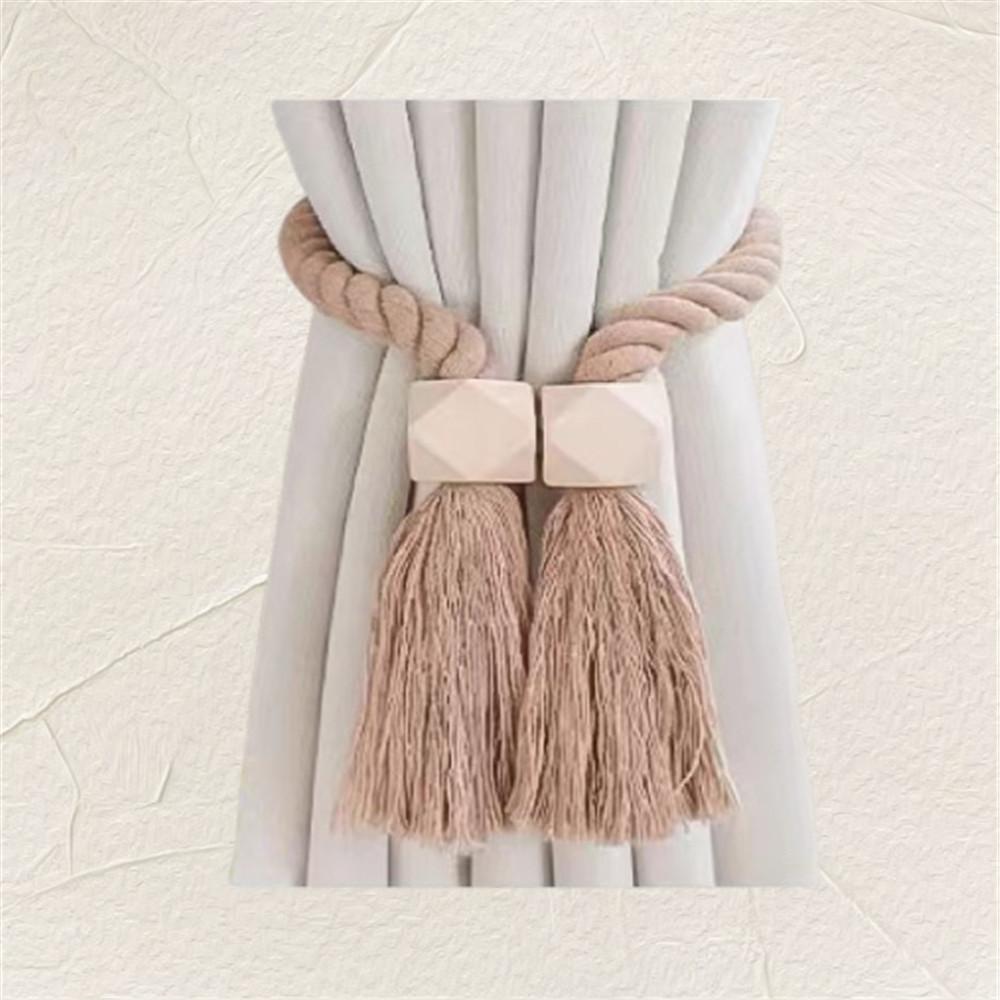 Hand-Woven Solid Wooden Magnetic Knot Buckle Curtain Tiebacks Boho Style Suitable For Living Room Bedroom Home Decoration