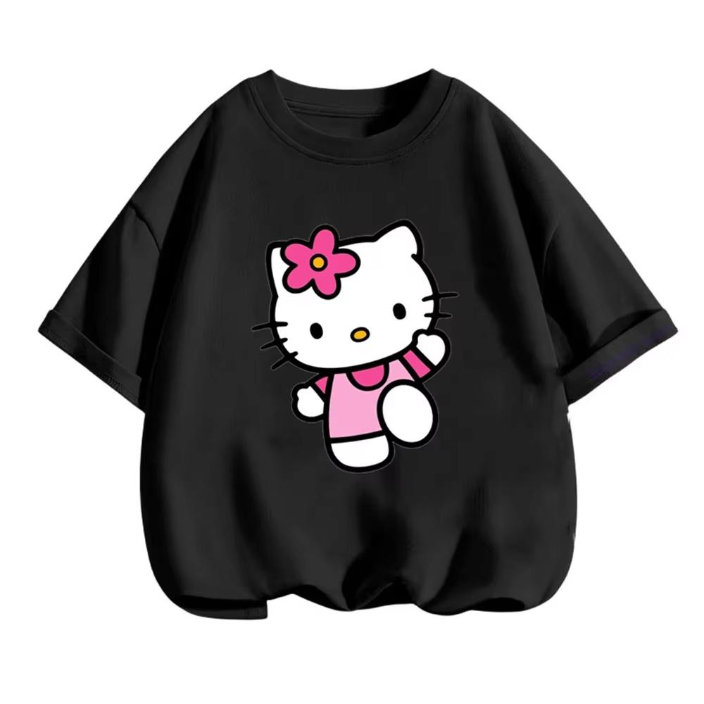 Sanrio Hello Kitty Детская одежда для мальчиков и девочек Дышащая Повседневная одежда Удобная и свободная одежда для детей и родителей Футболка