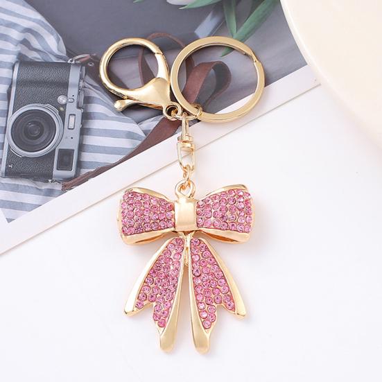Women Rhinestone Bow Keychain Sparkling Bow Bag Charm Faux Crystal Key Chain