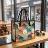 Retro Geometric Pattern Casual Tote Bag for Daily Shopping Commute