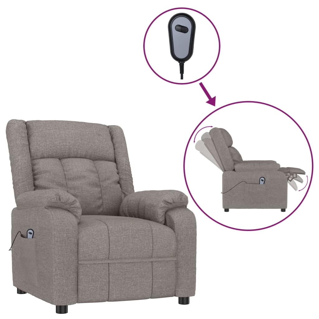 Electric Recliner Chair Taupe Fabric