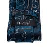 Hi-Tie Fashion Mens Blue Paisley Necktie Hanky Cufflinks for Business Wedding