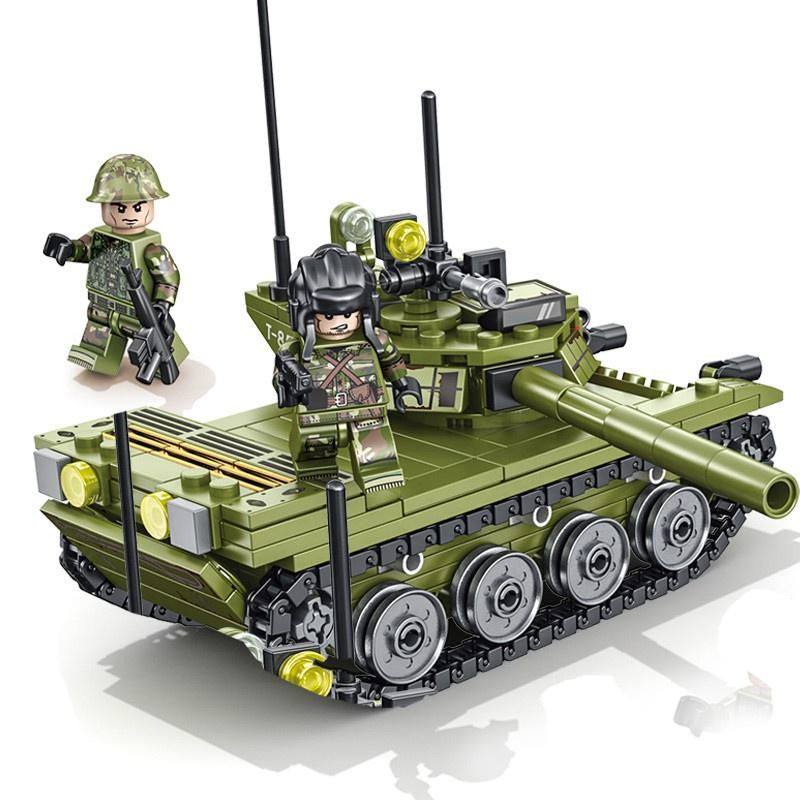 324PCS Military Tank Main Battle Series Weapon Ww2 Building Blocks -85 Tank Army City Enlighten Bricks Toys for Children Boy
