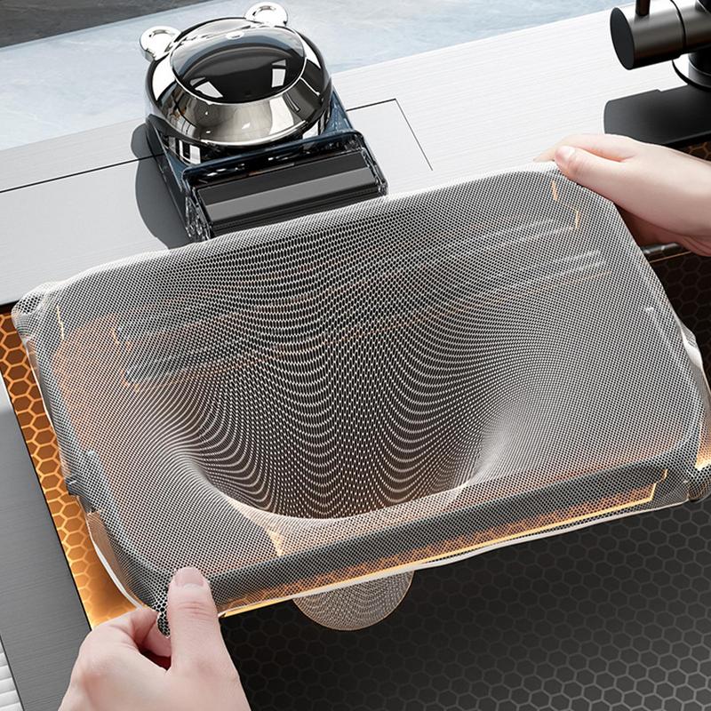 Sink Strainer Rack Food Catcher Kitchen Foldable Suction Cup Strainer Waste Catching Basket Disposable Garbage Mesh Bag