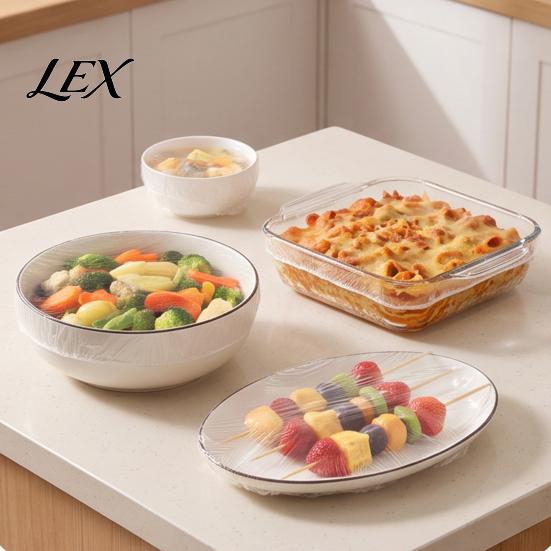 Camping Food Protection Disposable Storage Covers, Elastic Edge Stretchable Wraps, Plastic Covers for Fruits Transparent PE Vegetables And Salads