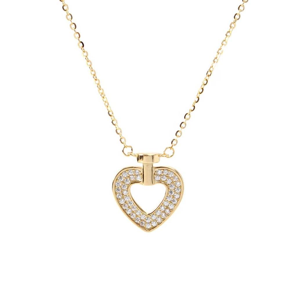 925 Silver Gold Plated Unique Heart Necklace