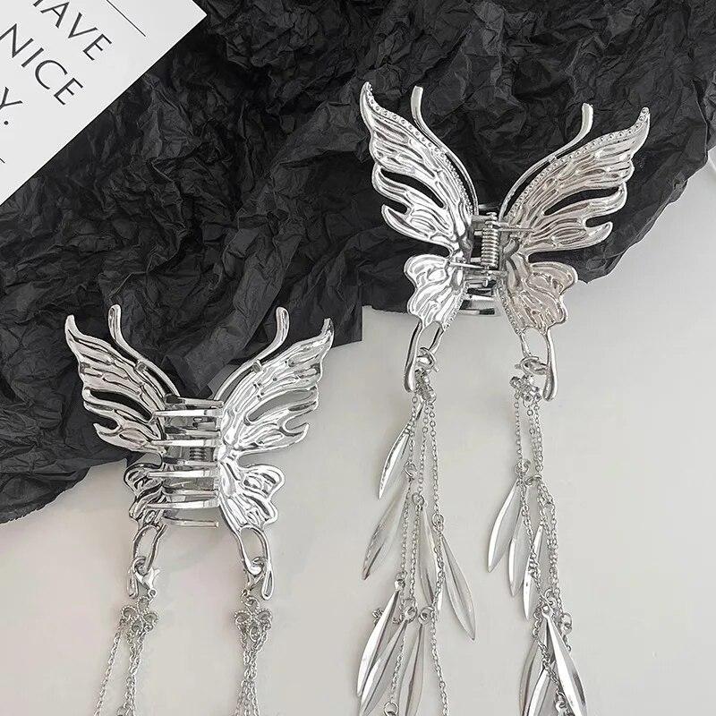 Exquisite Metal Butterfly Hair Claw Fashion Ponytail Clip Hairgrips Hairpin Elegant Ribbon Hair Clip Girls Vintage Hair Accessories