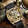 Скелетон механические часы мужские винтажные гравированные автоматические механические наручные часы серебряный ремешок из нержавеющей стали