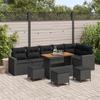 10-piece Garden Sofa Set with Cushions Black Poly Rattan Mahogany, Garden Dining Set Pieces 3361639