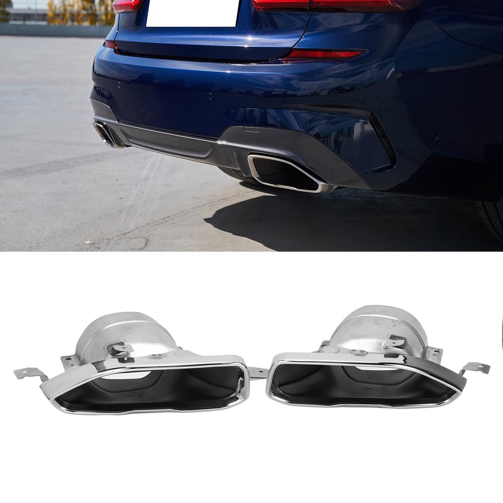 Exhaust Muffler Tips Set End Pipe Trim Replacement for 3 Series 0 1 M Sport M340 2019‑2021
